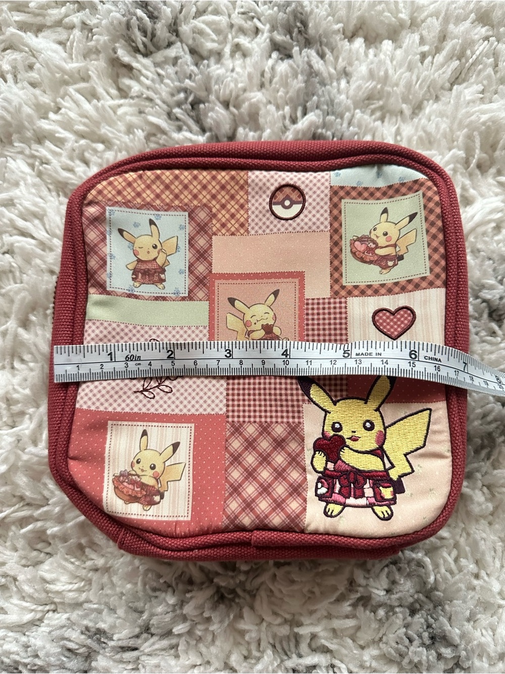 Pokemon Pikachu’s Sweet Delivery valentines Patchwork Cosmetic Bag Pouch - Picture 9 of 12
